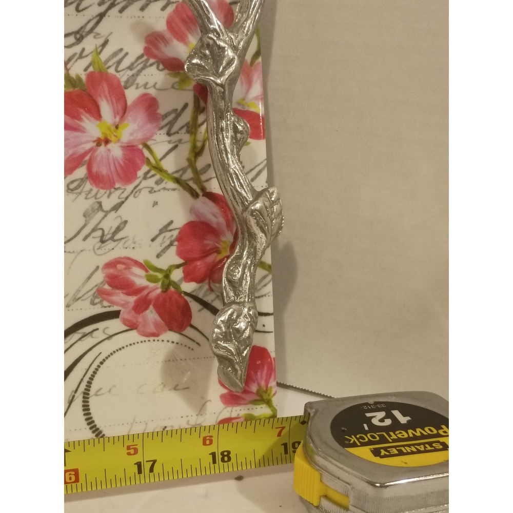 Mariposa Pamela Gladding Melamine Serving Tray BluebirdFloral Branch Handles19in - Picture 7 of 10